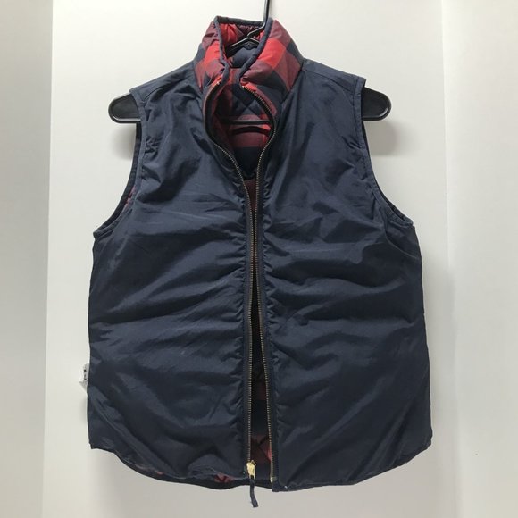 J. Crew Red & Black Plaid Excursion Buffalo Check Puffer Vest - Picture 13 of 16
